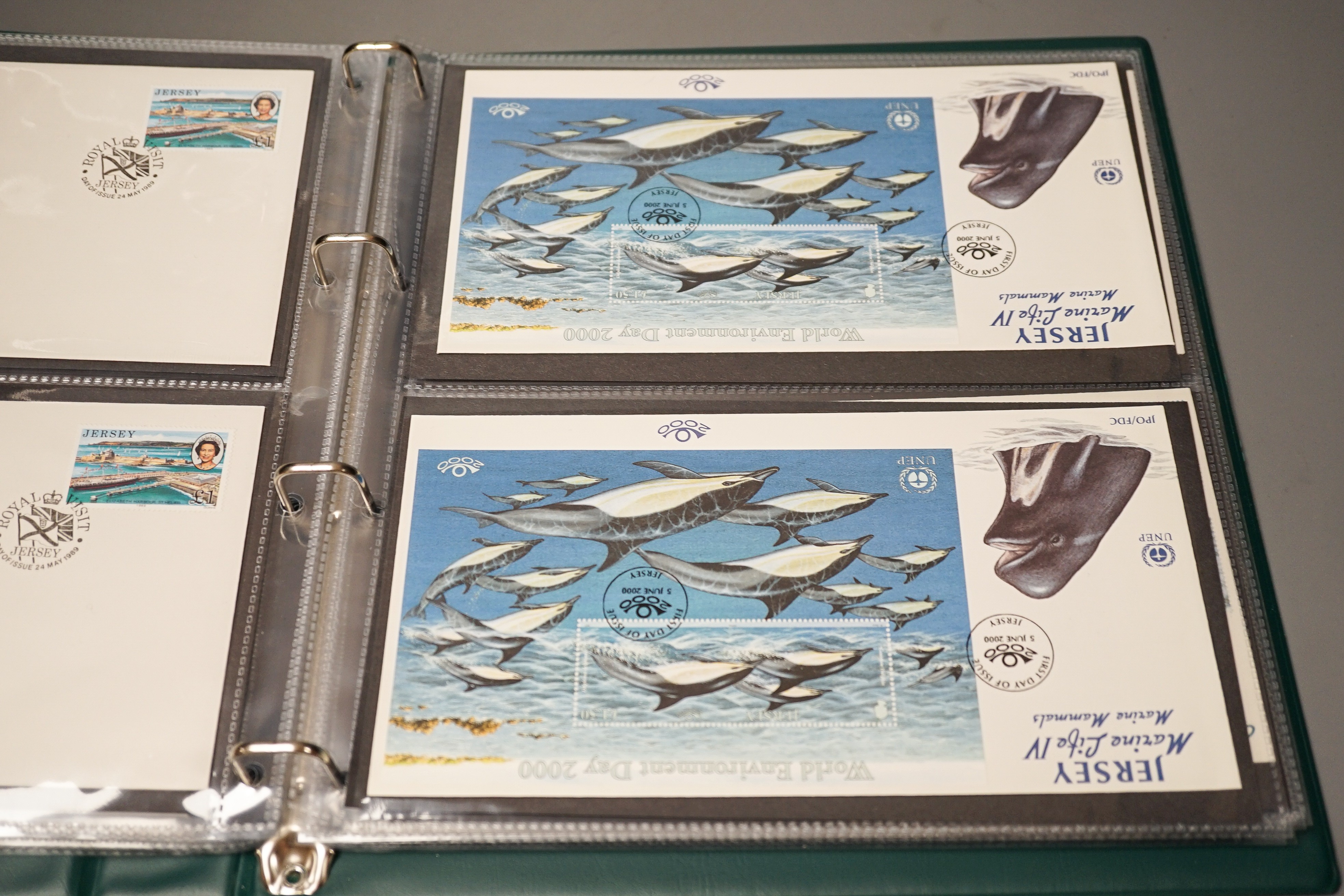 Seven albums of Jersey and Guernsey first day covers